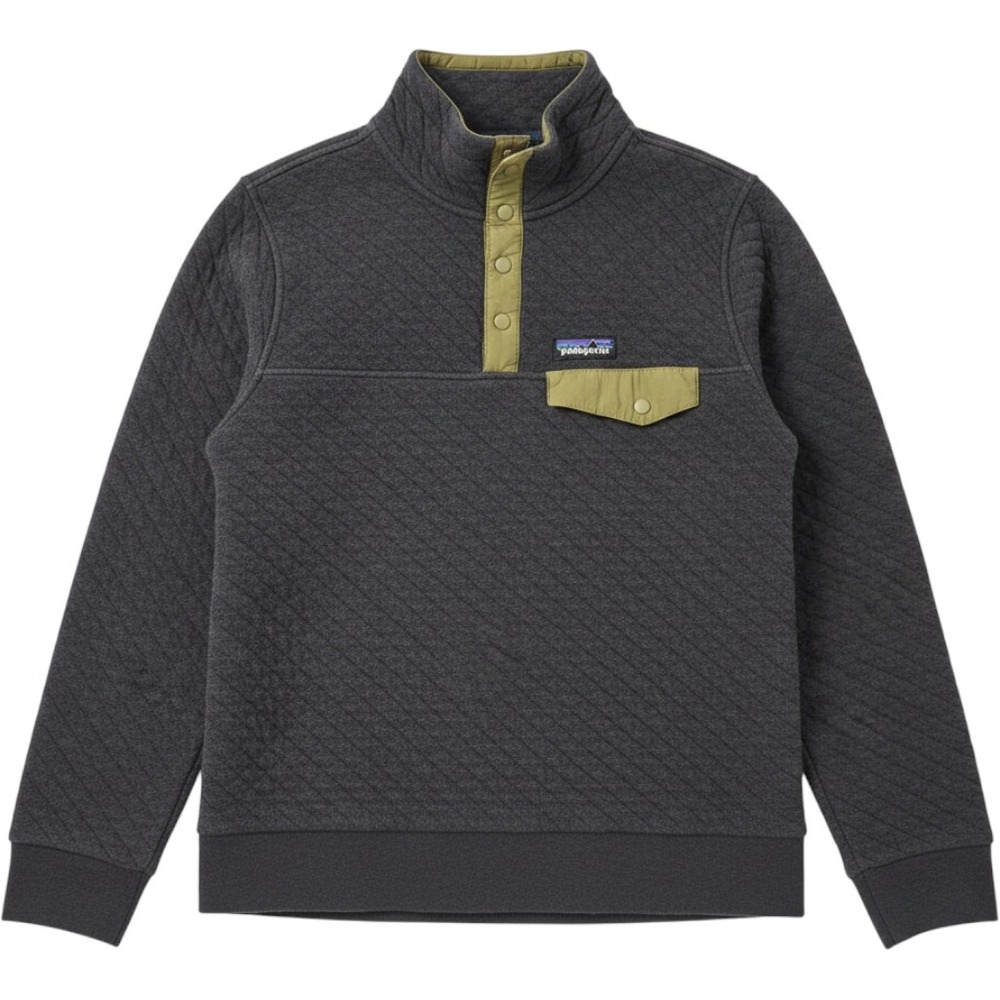 Patagonia Quilted Pullover Women Medium Gray Olive green Snap-T Organic Cotton